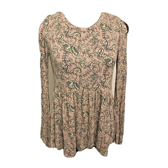 XS Soft & Sexy Purple Floral Long Sleeve Open Shoulder Womens Top - Picture 1 of 9
